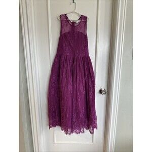 Trish Scully Child Size 14 Purple Lace Wedding Fancy Dress Long